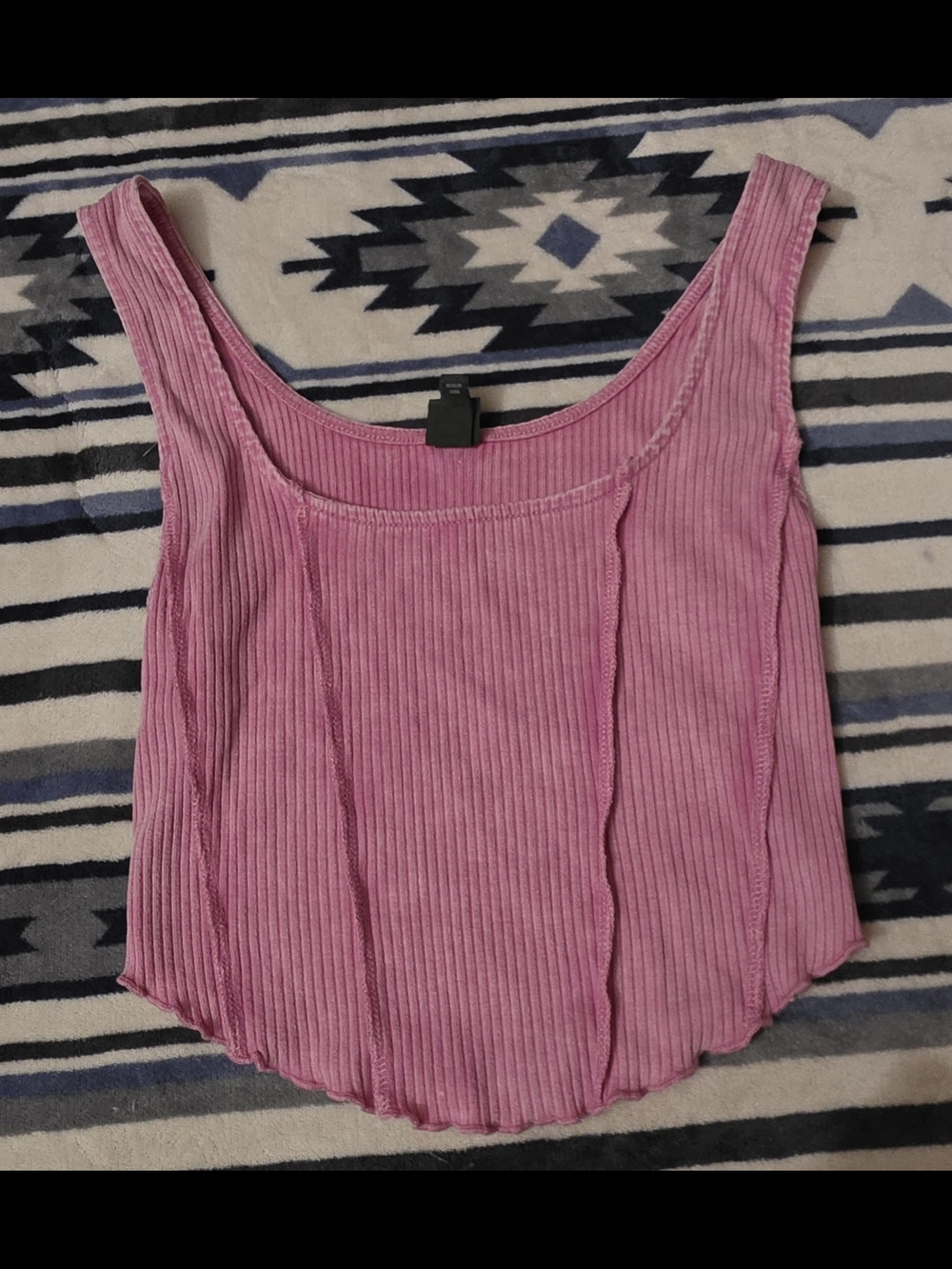 wild fable Pink Ribbed Scoop-Neck Tank Top